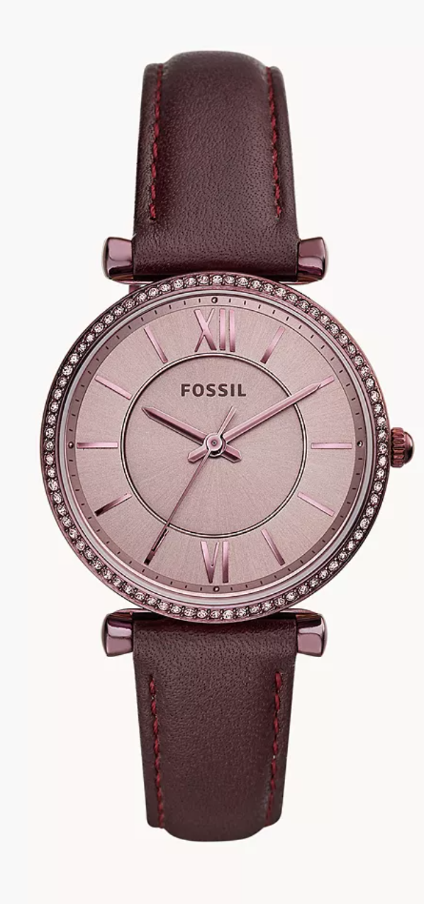 Watch strap Fossil ES4464 Leather Purple 16mm